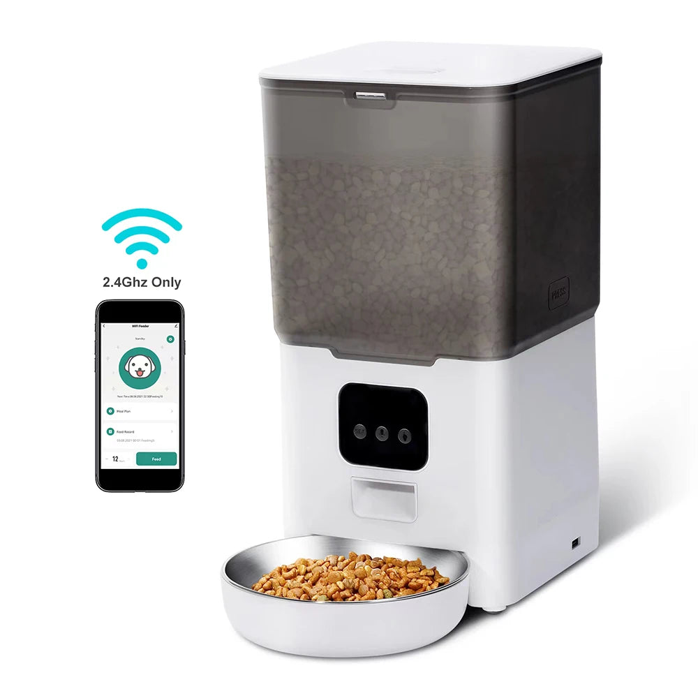 6L Smart Cat and Dog Feeder with Tuya App - Automatic Pet Food Dispenser for Small Pets with Remote Feeding Capability