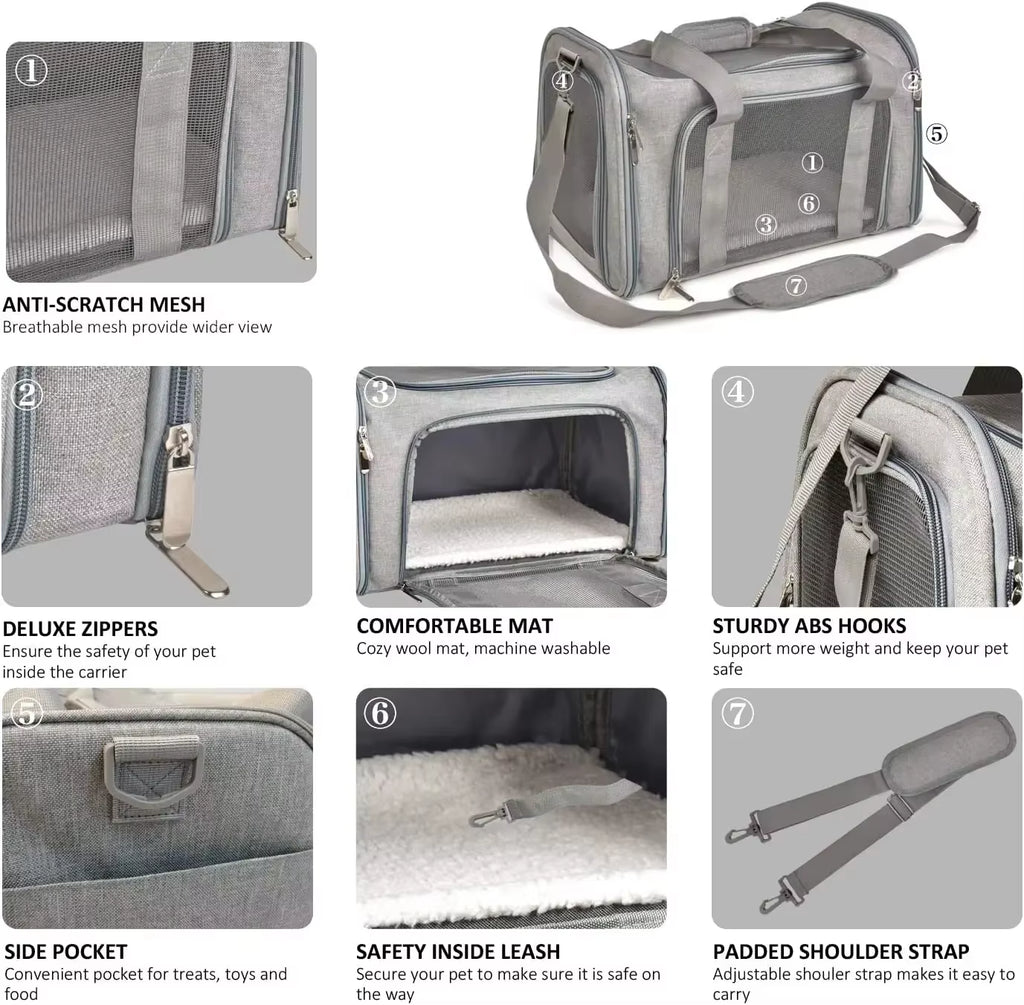 Portable Mesh Shoulder Bag for Pets Cat Carrier Bags Outgoing Travel Pets Handbag Transport Bag Breathable