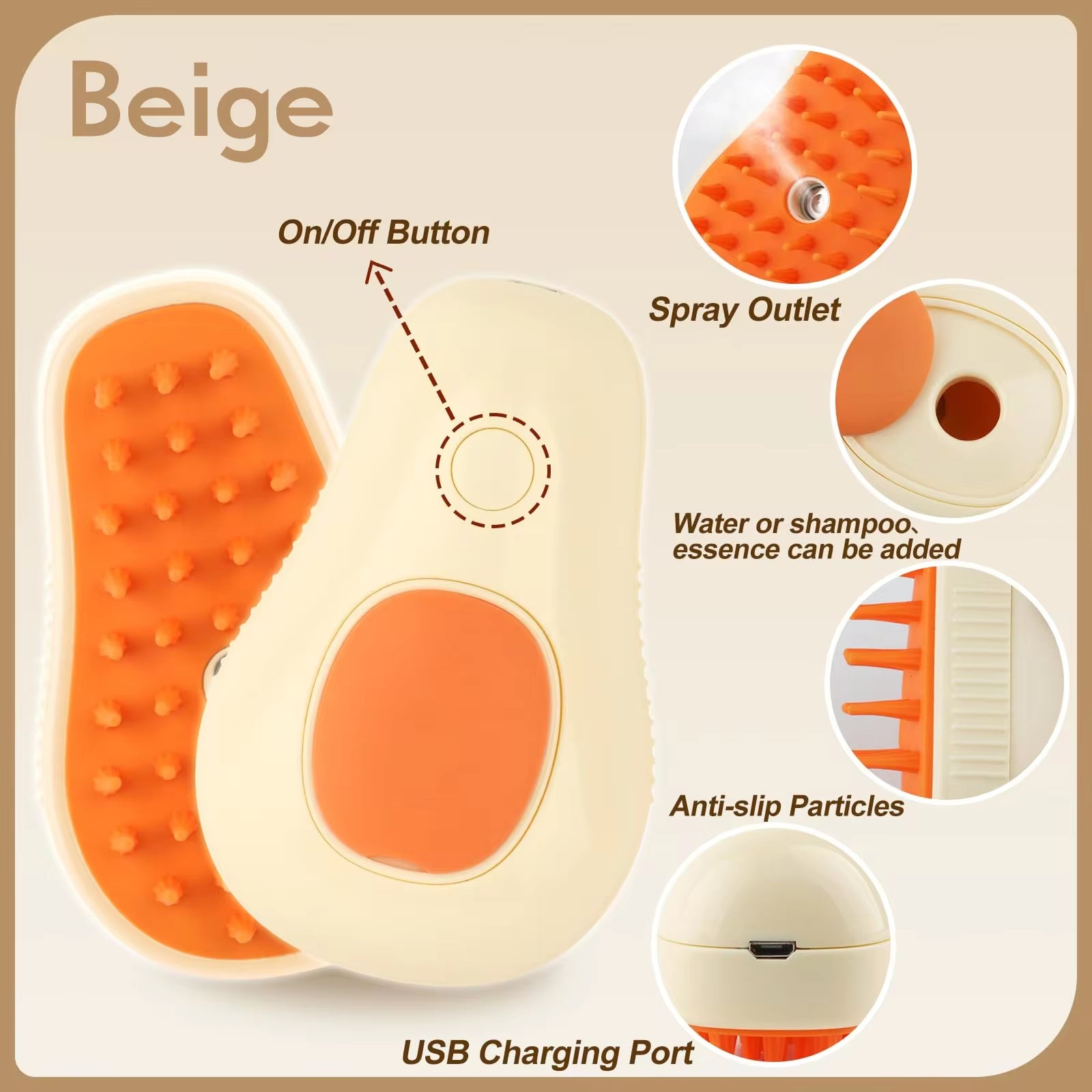 3-in-1 Electric Pet Grooming Brush with Steam and Spray for Cats and Dogs - Hair Removal and Massage Comb