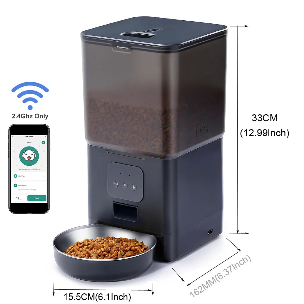 6L Smart Cat and Dog Feeder with Tuya App - Automatic Pet Food Dispenser for Small Pets with Remote Feeding Capability