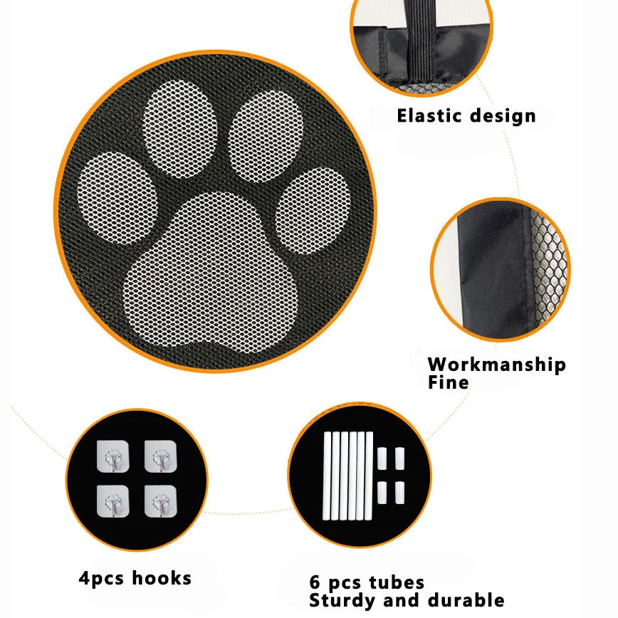 Premium Dog Gate Mesh with 4 Hook System - Indoor and Outdoor Safety Enclosure for Pets