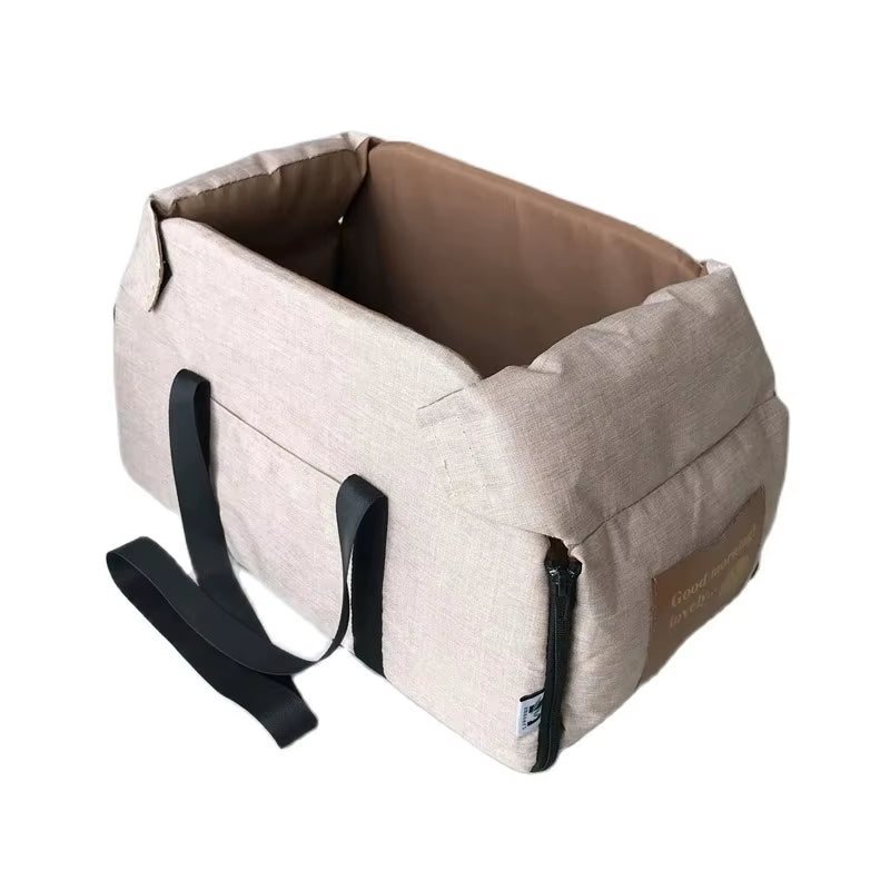 Small Dog Car Seat - Center Console Pet Booster for Safe Travel - Portable Carrier for Dogs and Cats