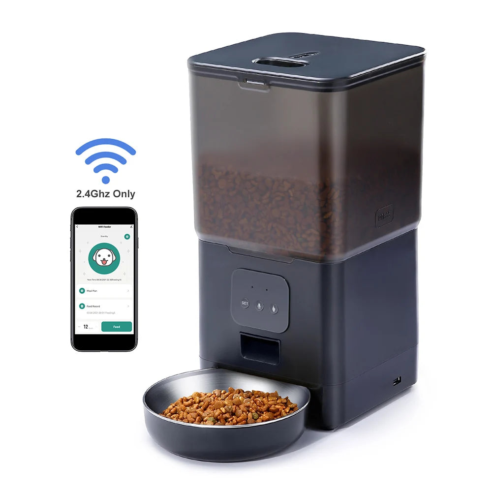 6L Smart Cat and Dog Feeder with Tuya App - Automatic Pet Food Dispenser for Small Pets with Remote Feeding Capability