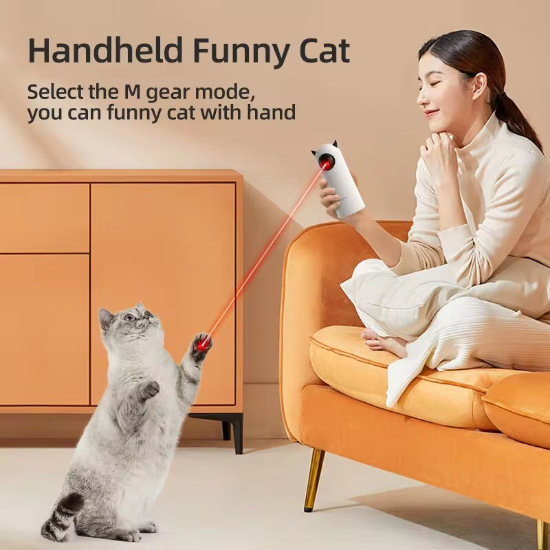 Interactive Automatic Cat Toy with LED Laser - Smart Handheld Electronic Pet Accessory for Indoor Use