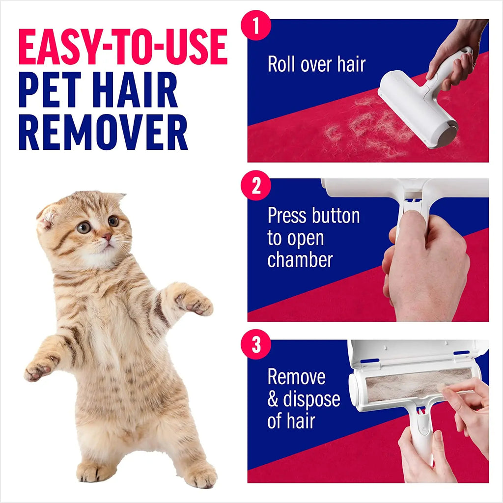 Pet Hair Remover Roller - Self-Cleaning Fur Removal Tool for Dogs and Cats - Effective Solution for Furniture Hair Cleanup