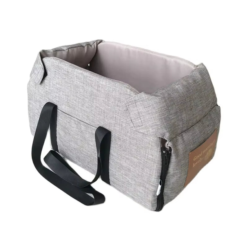 Small Dog Car Seat - Center Console Pet Booster for Safe Travel - Portable Carrier for Dogs and Cats