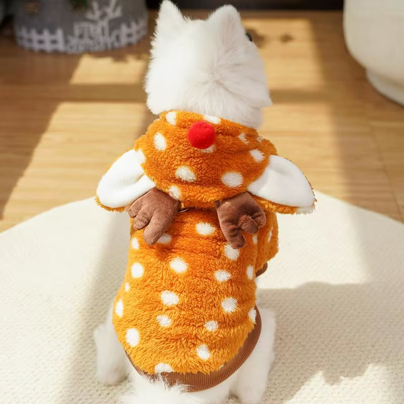 Festive Dog Christmas Reindeer Costume - Adorable Elk Outfit for Cold Weather Fun