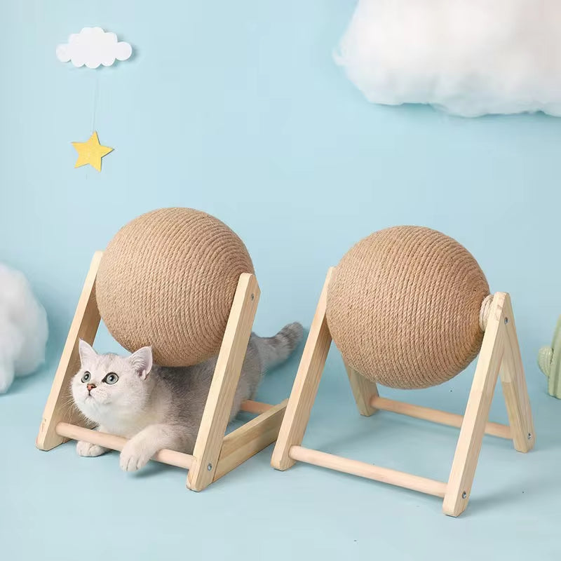 Ultimate Cat Scratching Ball Toy - Sisal Rope Ball Board for Happy Paws and Furniture Protection