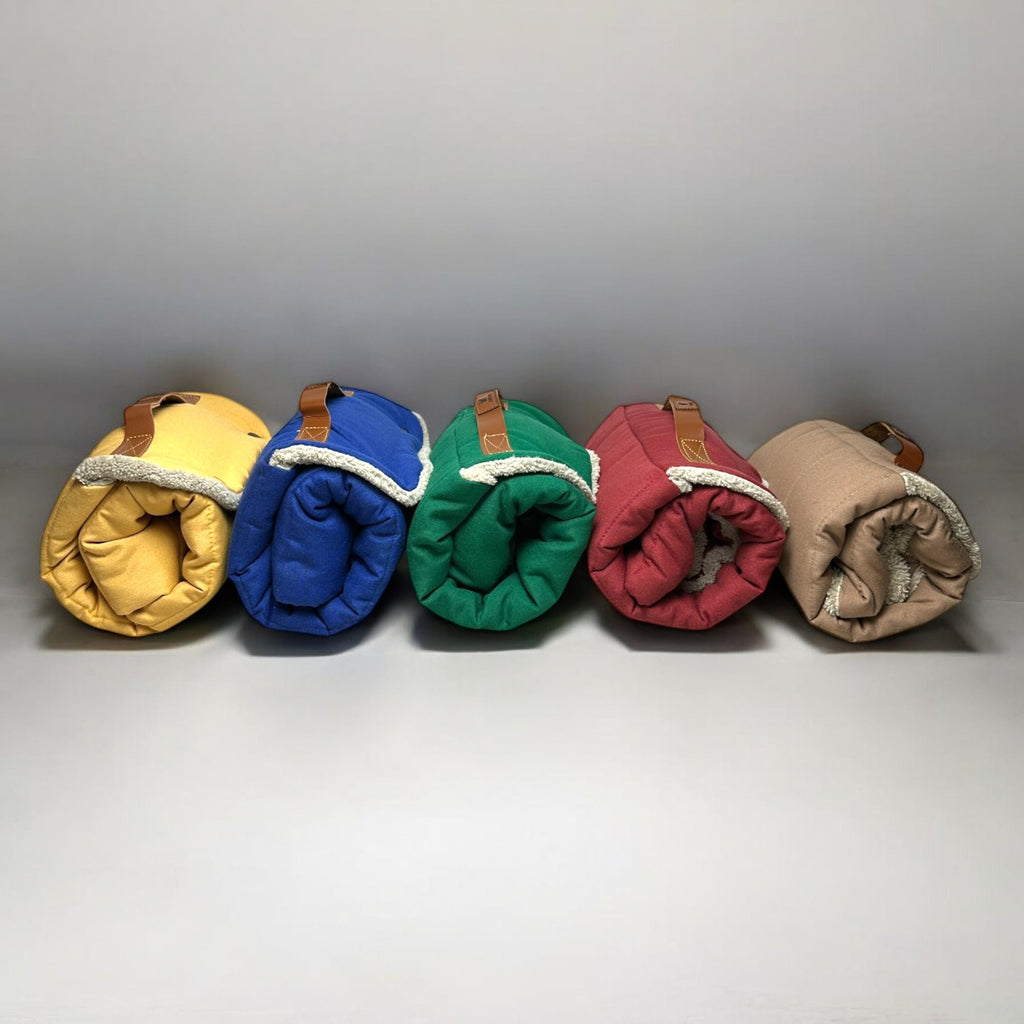 Roll up Travel Dog Mat: Handmade Cotton, Stain & Water-Resistant